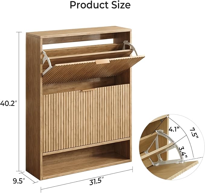 Hootata 31.5''W Oak Shoe Storage Cabinet - Image 2
