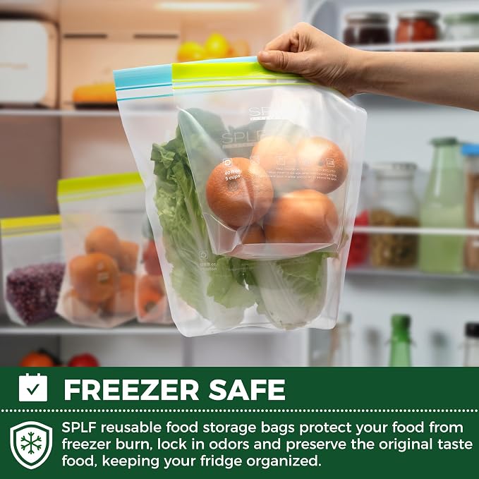 SPLF 20 Pack Reusable Half Gallon Freezer Bags Dishwasher Microwave Safe - Image 4