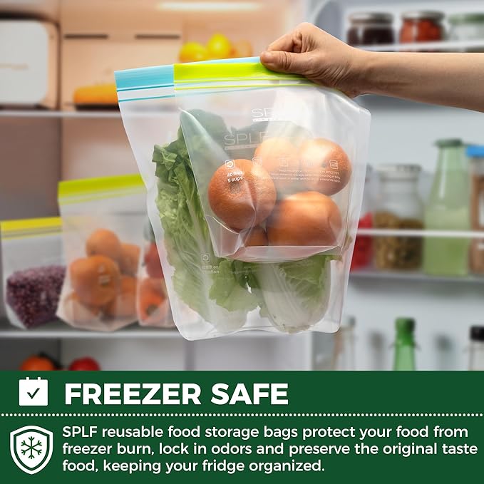 SPLF 12 Pack Reusable 2 Gallon Freezer Bags Dishwasher Safe, Extra Large - Image 5