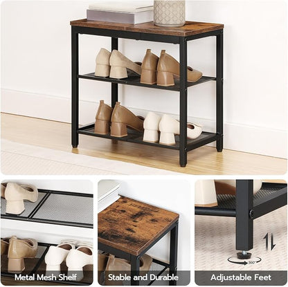 HOOBRO Shoe Bench, 3-Tier Shoe Rack, Industrial Shoe Organizer Storage Bench - Image 5