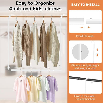 Hanging Closet Rod Adjustable Width Height Closet Rod - Image 6