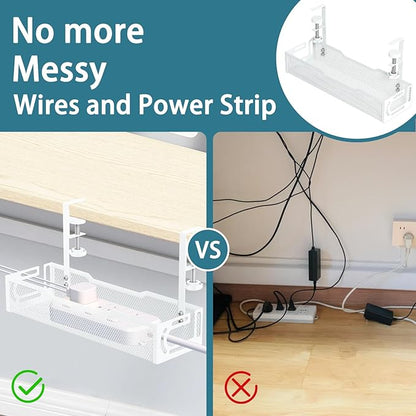 2Pack Under Desk Cable Management Tray, No Drill Mesh Desk Cable Tray, Wire - Image 6
