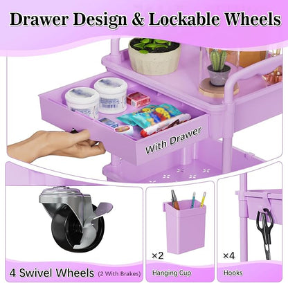 SUNALLY 4 Tier Rolling Cart Organizer - Image 4