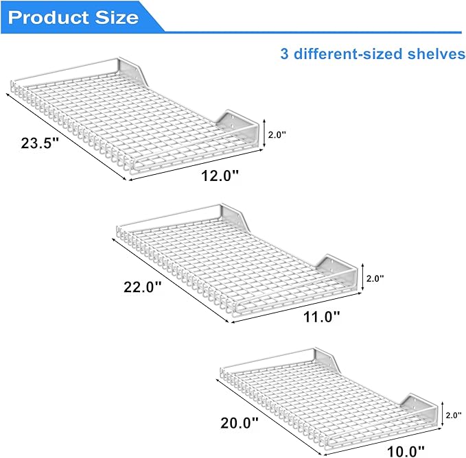 TORACK Wall-Mounted Storage Shelves, Mixed-Size Garage Wall Shelving - Image 3