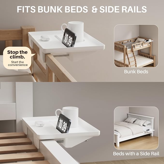 JOYMOOP Clip-On Bedside Shelf for Bunk Beds, Dorm Room Essentials, Bedside Caddy - Image 4