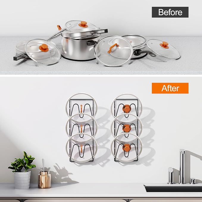 2 Pack Pot Lid Organizer Rack, 6-Tier Pot Lids Holder - Image 8