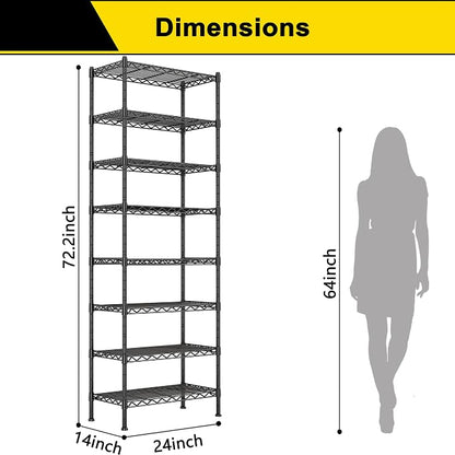 GIOTORENT 8-Wire Garage Shelving Storage Shelves, Kitchen Storage Adjustable - Image 2
