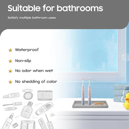 Vanity and Bathroom Tray, 6.3" ABS Countertop Organizer, Waterproof Vanity Tray - Image 2