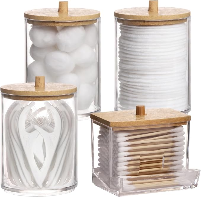 Tbestmax 4 Pack Qtip Holder Bathroom Container, 10/7oz Cotton Ball/Swabs by Tbestmax