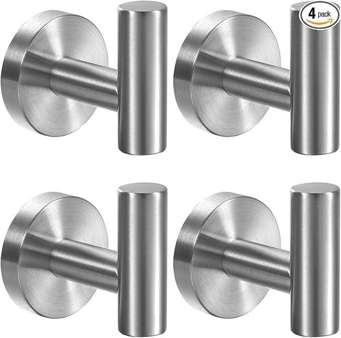 Kruodop Towel Hooks for Bathroom, 4 Packs Wall Mount Towel Holder, Stainless by Kruodop