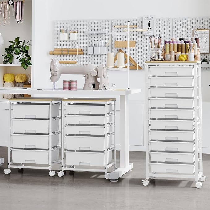 Rolling Cart with Drawers, 10 Drawer Rolling Cart, Storage Cart with Wheels - Image 2