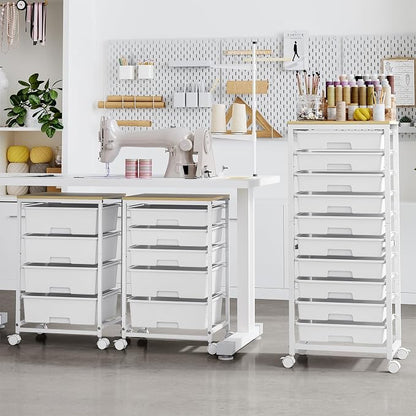 Rolling Cart with Drawers, 10 Drawer Rolling Cart, Storage Cart with Wheels - Image 2