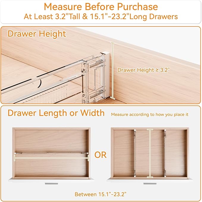 Yieach 4 Pack 3.2 Inch Shallow Acrylic Drawer Dividers - Image 4