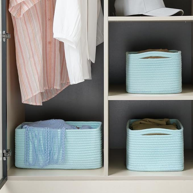 3-Pack Small Storage Baskets for Organizing | Woven Shelf Toy Basket | Rope - Image 4