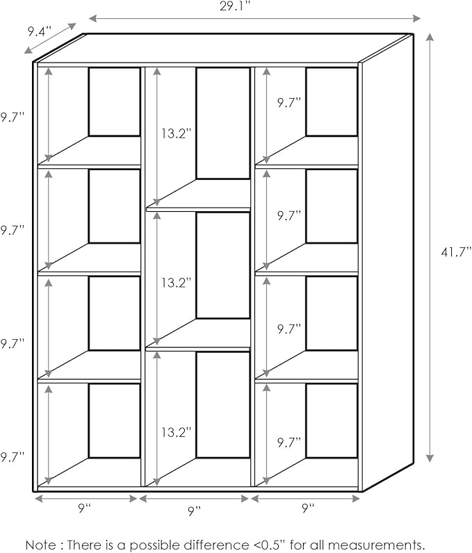Furinno LUDER Book Shelf, 11-Cube Bookshelf, Reversible Bookcase, 9.4 x 29.1 x - Image 5