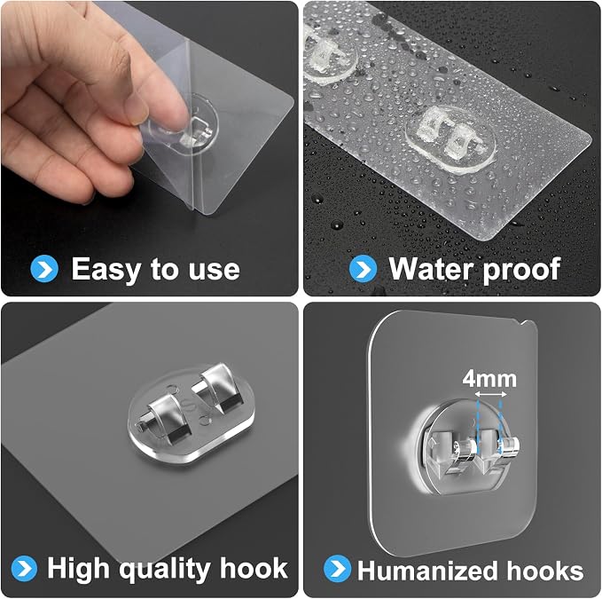 3 Pack Shower Caddy Adhesive Replacement, Strong Adhesive Hooks - Image 4