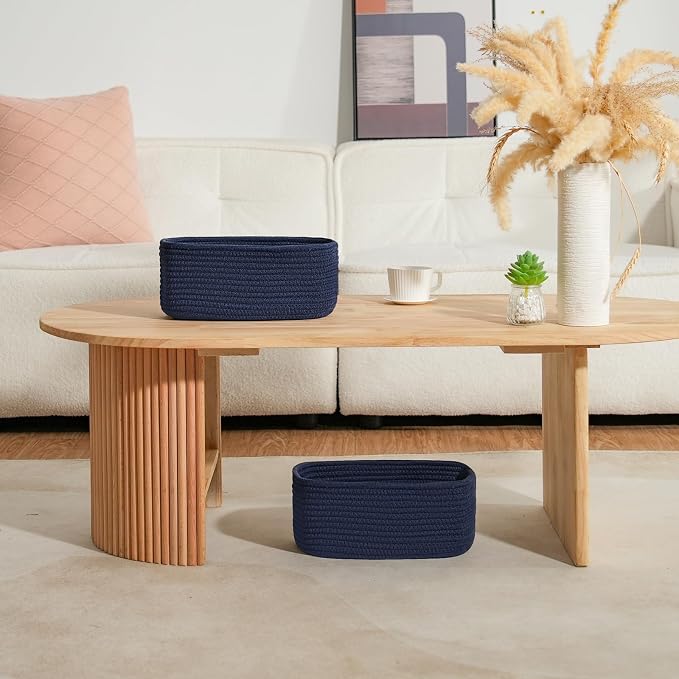3-Pcs Shelf Baskets for Organizing, Closet Organizer Bins, Small Woven Baskets - Image 2