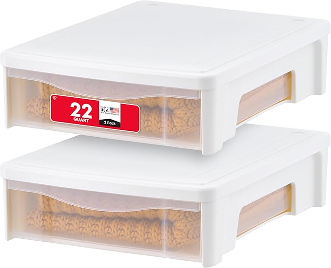 IRIS USA 22 Qt Under Bed Storage, Stackable Organizer Bin Plastic Container by IRISUSA