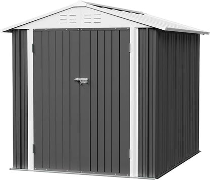 JUMMICO Metal Outdoor Storage Shed 6 x 8 FT Metal Shed by JUMMICO