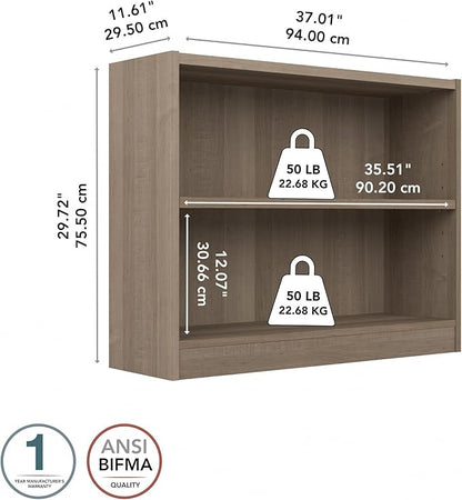 Bush Furniture Universal Small 2 Shelf Bookcase in Ash Gray, Low Storage and - Image 3
