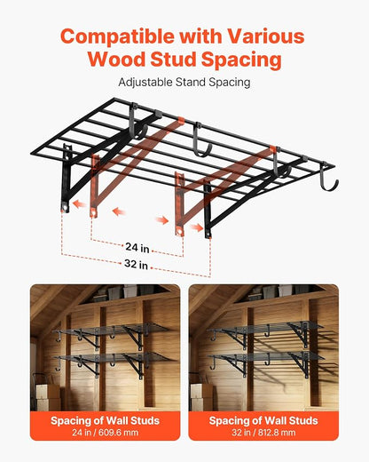 VEVOR 2-Tier Heavy Duty Wall Garage Shelving, 2 x 4 ft Steel Wall Mounted - Image 4
