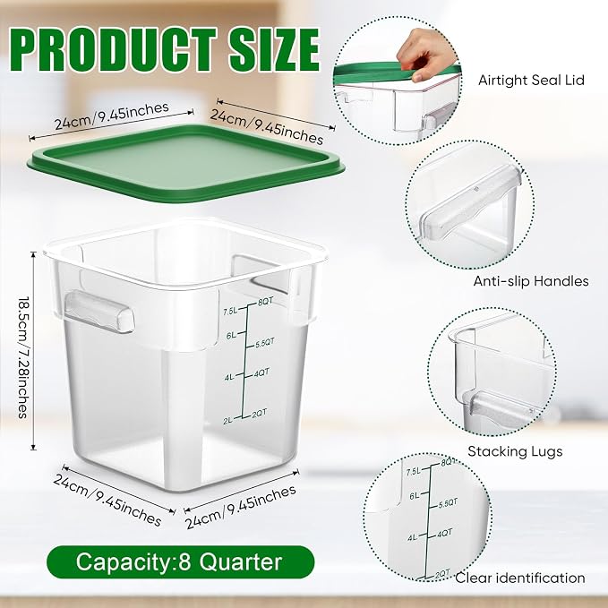 FoldTier 2 Pieces Square Food Storage Containers Polycarbonate Clear Food - Image 2