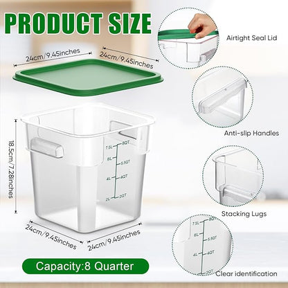 FoldTier 2 Pieces Square Food Storage Containers Polycarbonate Clear Food - Image 2