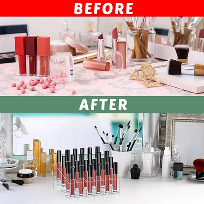 Macarrie 4 Pieces Lipstick Holder Organizer 24 Slot Acrylic Lipstick Makeup - Image 5