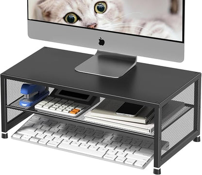 Desk Organizers and Accessories, 2-Tier Metal Computer Monitor Stand Riser - Image 2