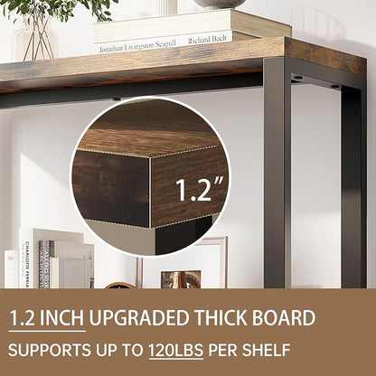 5-Tier Adjustable Heavy Duty Bookshelf, Industrial Wooden Open Storage Rack - Image 3