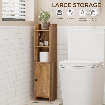 Homhedy Small Bathroom Storage Cabinet, Narrow Toilet Paper Cabinet | Corner - Image 5
