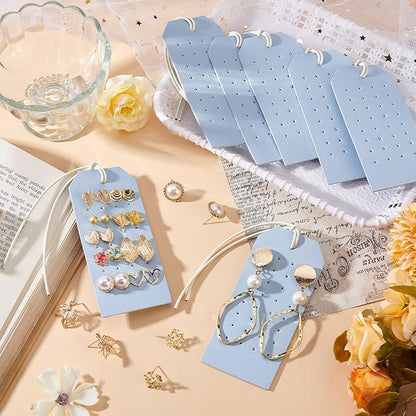 OLYCRAFT 7Pcs Portable Leather Earring Holders Light Blue Pierced Earring - Image 5