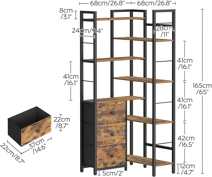Corner Bookshelf, 7 Tier L-Shaped Bookcase - Image 3