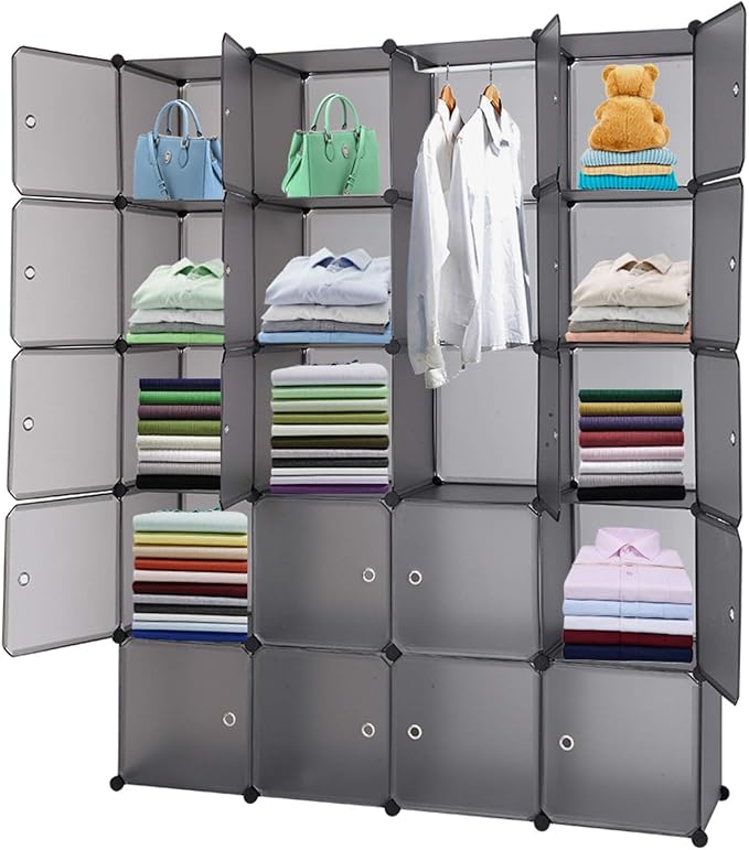 Cube Storage Organizer, 20-Cube Plastic Closet Cabinet, DIY Plastic Modular - Image 5