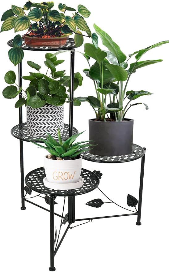 NAKUPE Plant Stand Indoor Outdoor, 4 Tier Corner Metal Flower Display Holder by BuyNow