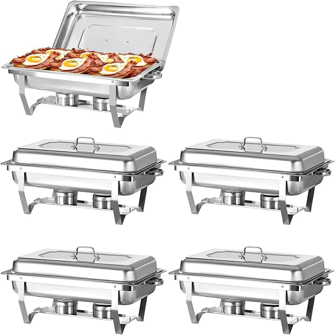 Chafing Dish Buffet Set, 8QT Stainless Steel Chafing Dishes by Unknown