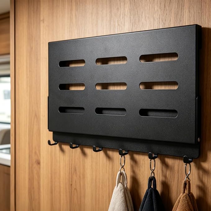 Small Folding Metal Shelf with Hooks, Fold-up Wall Shelf, 6 Hooks, Drop Down - Image 7