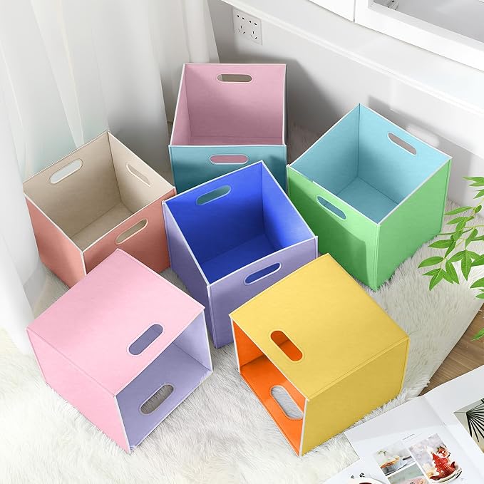 6 Pcs 11 Inch Colorful Felt Storage Cubes - Image 5