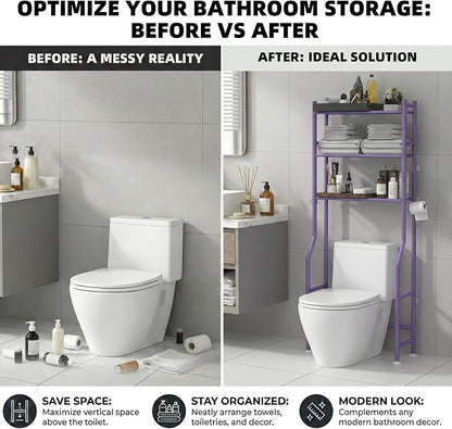 GloTika 3-Tier Over Toilet Storage, 150lb Capacity, Carbon Steel, Freestanding - Image 7