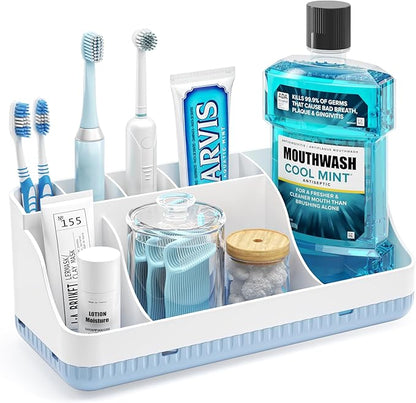 Bathroom Counter Organizer and Storage, 7 Slots Detachable Toothbrush Holders by Homtalker