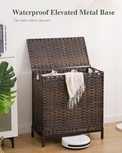 SETVSON Laundry Hamper with Lid 132 L, Clothes Hamper with Lid, Handwoven - Image 2