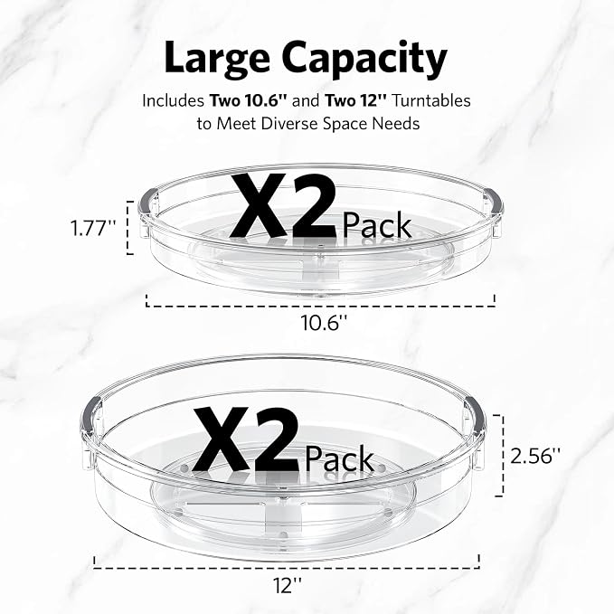LAMU 4 Pack Lazy Susan Organizer, Refrigerator, Table Top, Pantry Organizers - Image 6