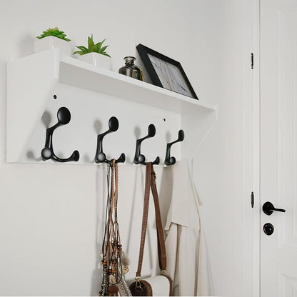 WEBI Wall Shelf with Hooks Underneath, 24” Long Wall Mounted Coat Rack with - Image 2