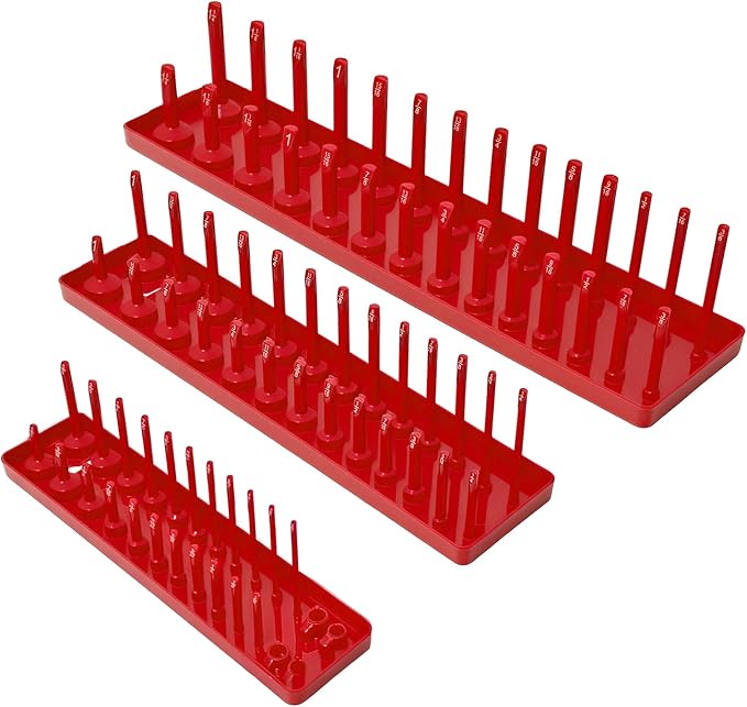 3PCS Socket Organizer Tray Set, SAE Socket Storage Trays, 3/8-Inch & 1/2-Inch by AIUITIO
