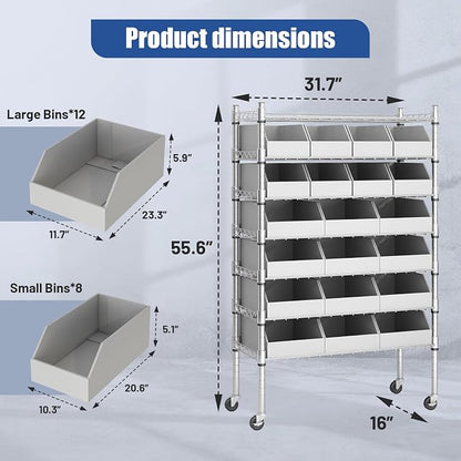 6-Tier Classics Heavy-Duty Bin Rack, Industrial Solid Steel Wire Shelving - Image 3