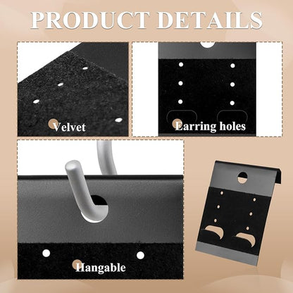 HAPY SHOP 200 PCS Black Velvet Plastic Display Cards Earring Card Holder - Image 3