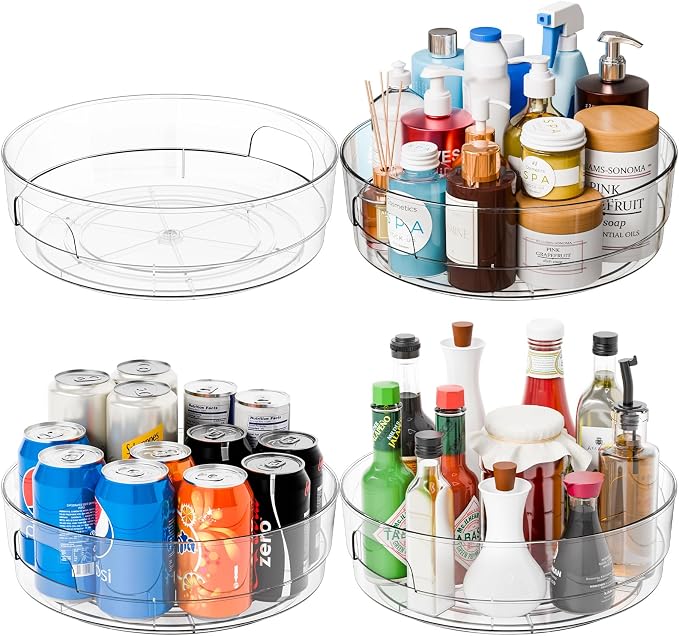 Yieach 4 Pack 12" W Clear Acrylic Lazy Susan Turntable by Yieach