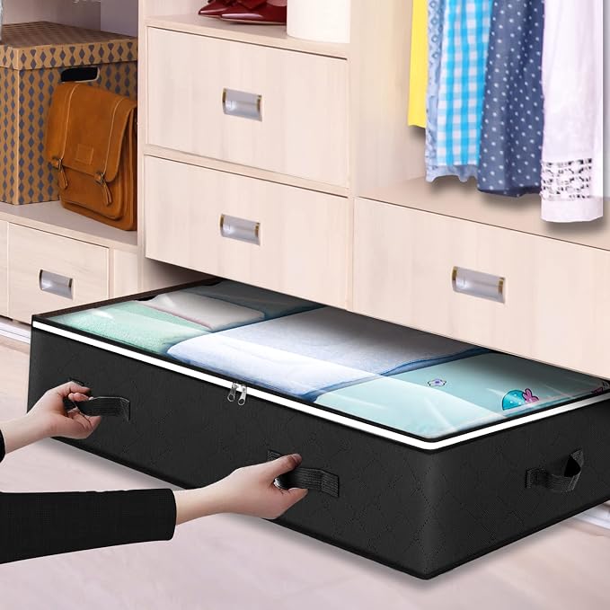 6 Pack Under Bed Storage Containers Organizer, Large Capacity Underbed Clothes - Image 6