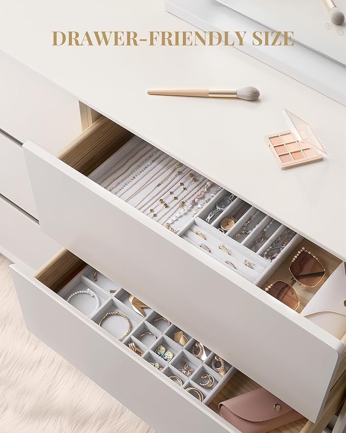 Lolalet Jewelry Drawer Organizer Inserts, Stackable Velvet Tray Jewelry Storage - Image 2