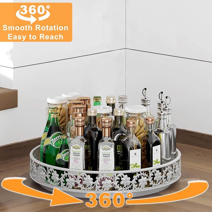 Lazy Susan Turntable Organizer, 13 inch, Large Rotating Spice Rack, - Image 2